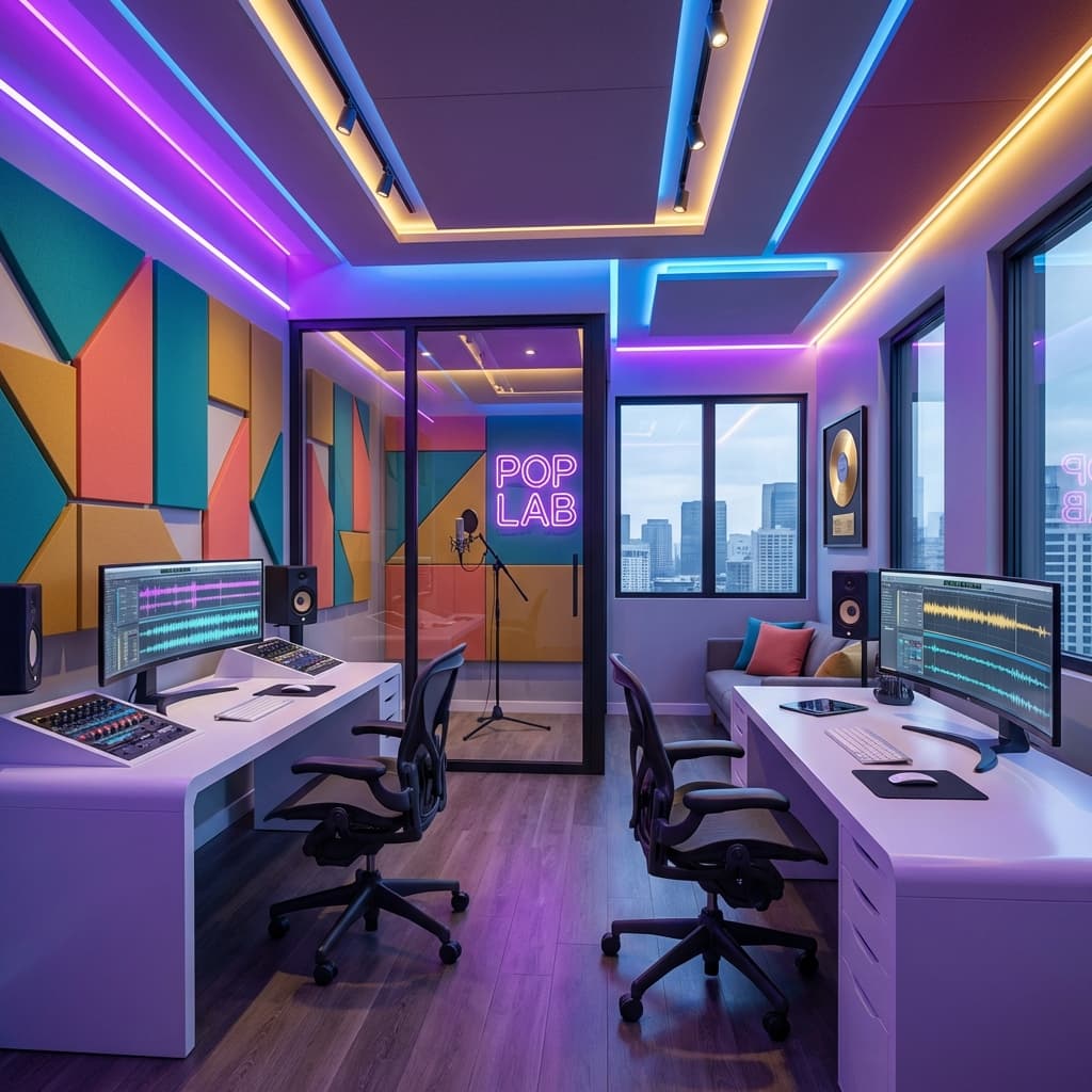 Professional pop music studio for mastering